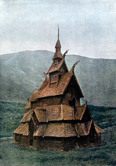 Borgund stavkyrka, Sogn og Fjordane, Norge, c1890 av L Boulanger
