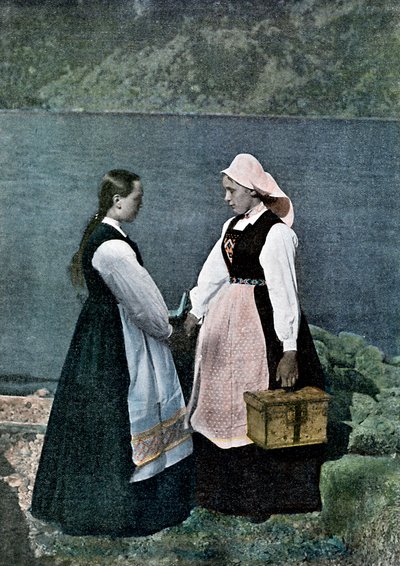 Postkvinna, Sognafjorden, Norge, c1890 av L Boulanger