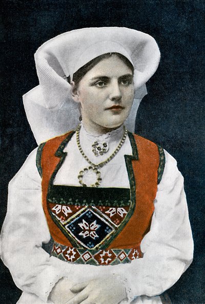 Kvinna i norsk folkdräkt, c1890 av L Boulanger