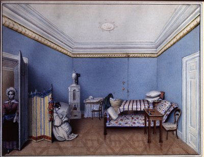 ""I sovrummet"" Akvarell av L. Hern (1800-talet) 1835 A. Pushkin Memorial Museum, Sankt Petersburg av L. Hern