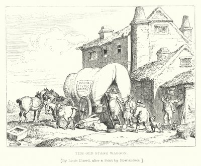 The Old Stage Waggon (gravyr) av L. Huard