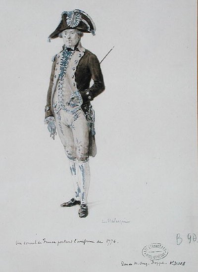 En fransk konsul iförd uniform från 1776 (penna och tvätt på papper) av L. Malespine