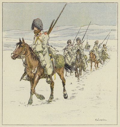 Kosackerna korsar Yalu av L. Malespine