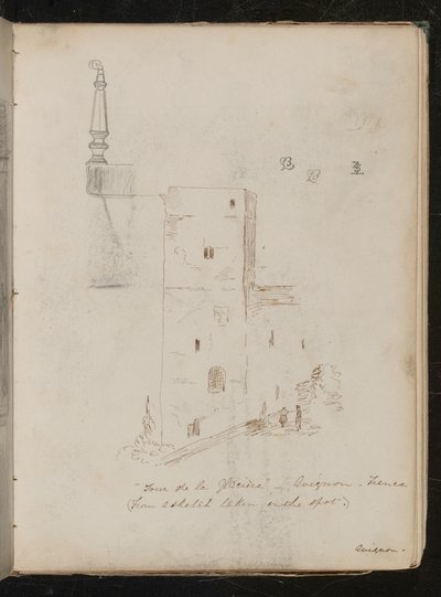 Studie av ett bordsben, arkitektonisk studie, ?Tour de la glacine - avignon - Frankrike av Lady Butler