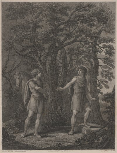 Illustration från "Palamon and Arcite", tryck gjord av Francesco Bartolozzi 1797 (stippstick) av Lady Diana (after) Beauclerk