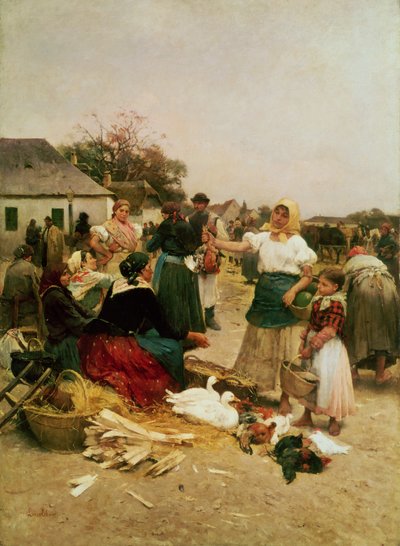 Fjäderfämarknaden, 1885 av Lajos Deak Ebner
