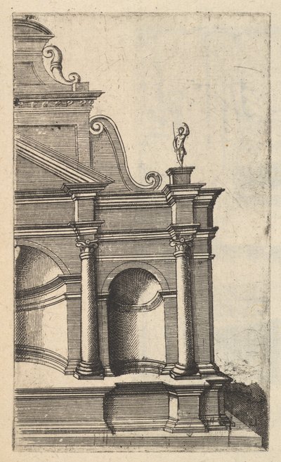 Delvis vy av ett monument [Mercurius tempel] från serien 