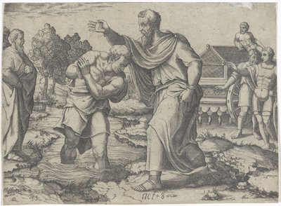 Dop av den etiopiska eunucken av Filip Scener ur Apostlagärningarnas bok (serietitel) av Lambertus Suavius (attributed to)