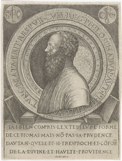 Portret van filolog Thomas van Ravenna av Lambertus Suavius