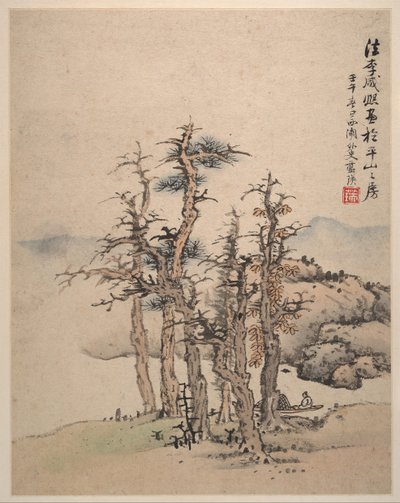 Landskap efter Song och Yuan mästare, 1642. av Lan Ying