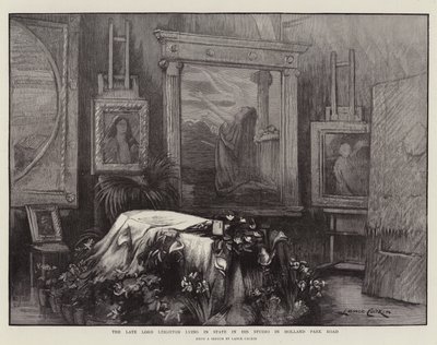 The Late Lord Leighton ligger i staten i sin studio i Holland Park Road av Lance Calkin
