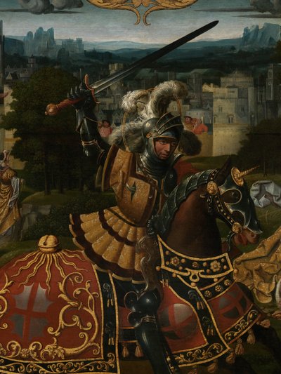 Detalj av legenden om St. George (olja på panel) av Lancelot (school of) Blondeel
