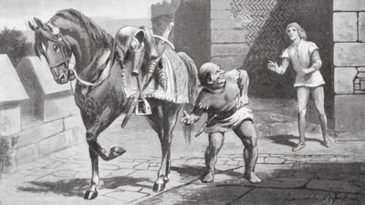 Hans mor skickade en vacker häst och en fin rustning till Gareth (litografi) av Lancelot Speed