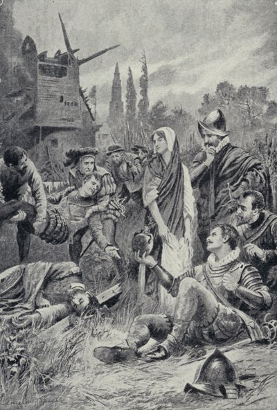 Sir Philip Sidney vid slaget vid Zutphen (litho) av Lancelot Speed