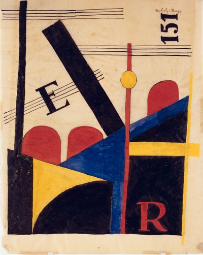 Skiss till den stora järnvägsbilden av Laszlo Moholy-Nagy