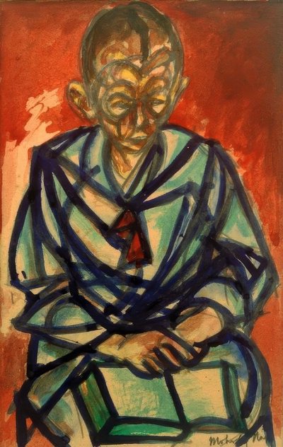 Utan titel (sjöman Miklós, läser en bok) av Laszlo Moholy Nagy