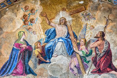 Kristus i härlighet mellan Jungfru Maria och Johannes Döparen (detalj) av Lattanzio Querena