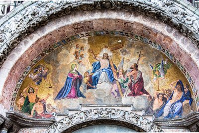 Kristus i härlighet mellan Jungfru Maria och Johannes Döparen av Lattanzio Querena