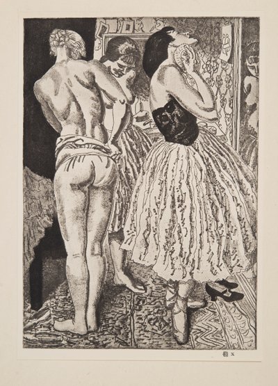 Three Graces of the Ballet, pub. 1927. av Laura Knight