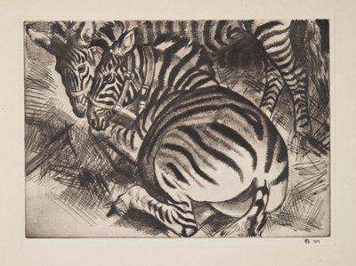 Zebror, pub. 1930. av Laura Knight