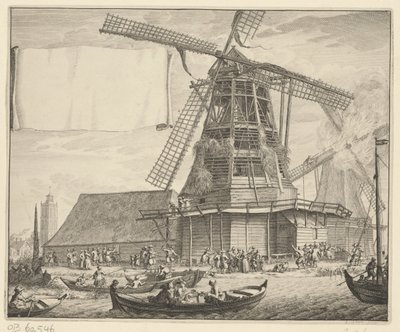 Brand i oljebruket De Zeug nära Wormer, 1699 av Laurens Scherm