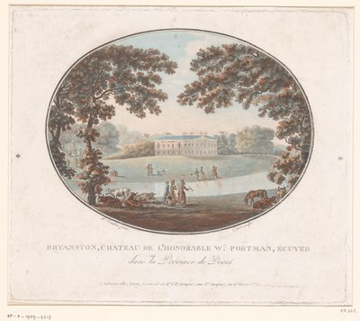 Utsikt över Sir William Portmans hus på landet i Bryanston Bryanston, Chateau de l