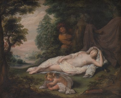 Sleeping Nymph Watched by a Man av Laurentius de Neter
