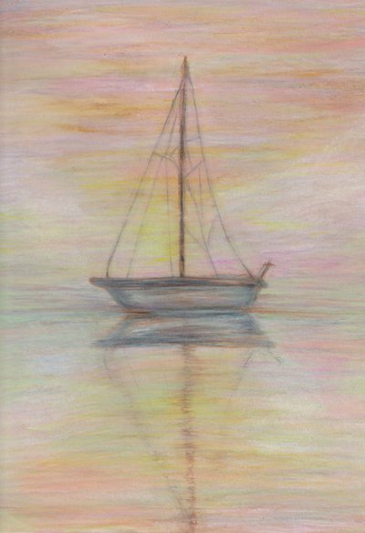 P-Town , 2025 (färgpenna på tonat papper) av Laurie Michaels