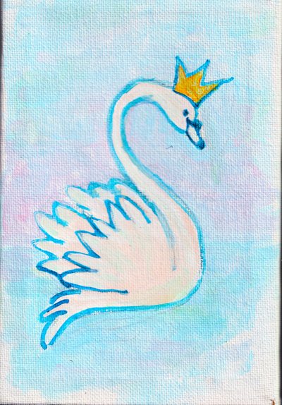 Swan King, 2025 (akryl på duk) av Laurie Michaels