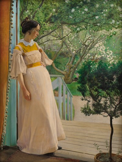 I trädgårdsdörren. Konstnärens hustru, 1897. av Laurits Andersen Ring