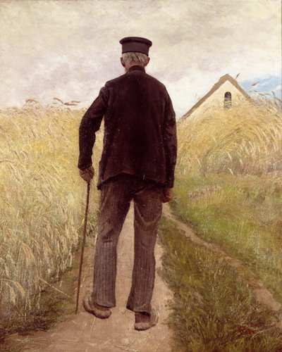 Gammal man som går i ett rågfält av Laurits Andersen Ring