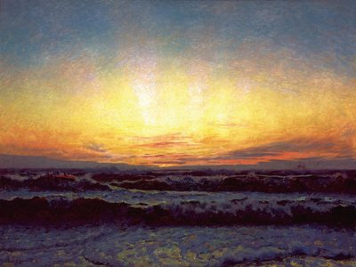 Nordsjön i stormigt väder. Efter solnedgång. Højen av Laurits Regner Tuxen