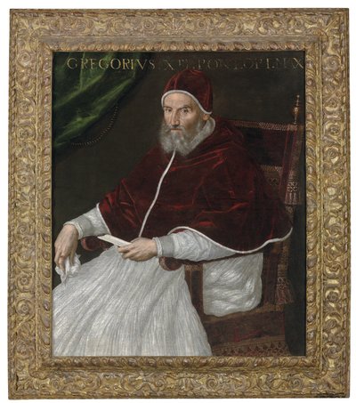 Porträtt av påven Gregorius XIII, tre fjärdedels längd, sittande av Lavinia Fontana