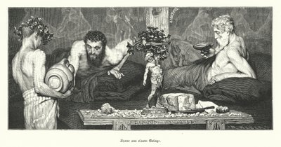 Grekiskt vin (gravyr) av Lawrence (after) Alma Tadema
