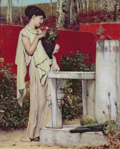 Kvinna med en vas med blommor av Lawrence Alma Tadema