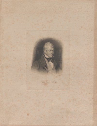 Porträtt av den historiska romanförfattaren och poeten Sir Walter Scott 1771-1832, ca. 1840. av Lazarus Gottlieb Sichling