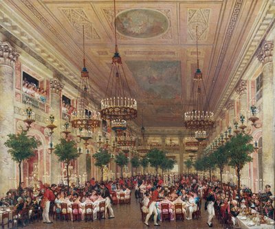 Bankett ges på Tuilerierna för Leopold I:s äktenskap med prinsessan Louise Marie av Orleans av Le Baron Attalin