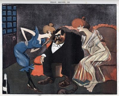Sista ropet fängelse - Humbert utlovades för min strejkvakt, angående bankiren Marie Alexandre Boulaines affär, publicerad i Le Rire, 6 december av Leal de Camara