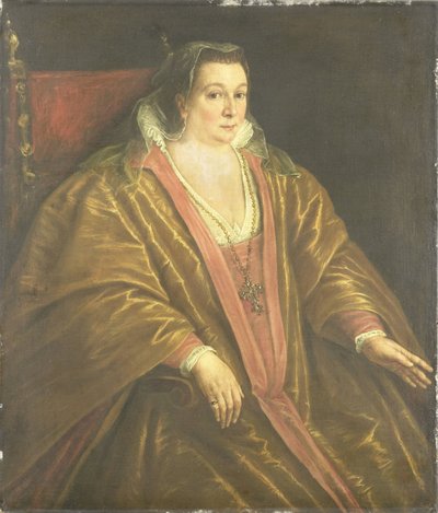Porträtt av en kvinna, förmodligen Morosina Morosini, fru till Marino Grimani, dogen av Venedig av Leandro Bassano (workshop of)