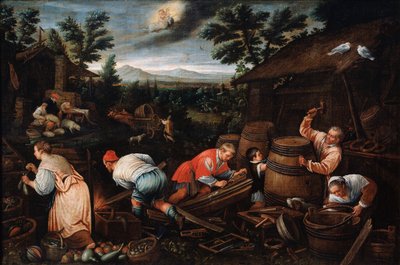 August från serien Årstiderna, sent 1500-tal eller tidigt 1600-tal av Leandro Bassano