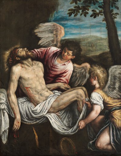 Den döde Kristus med änglar, ca. 1580. av Leandro Bassano