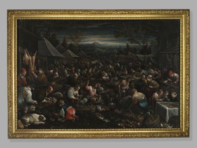Liten marknad, ca 1580-82 av Leandro da Ponte Bassano