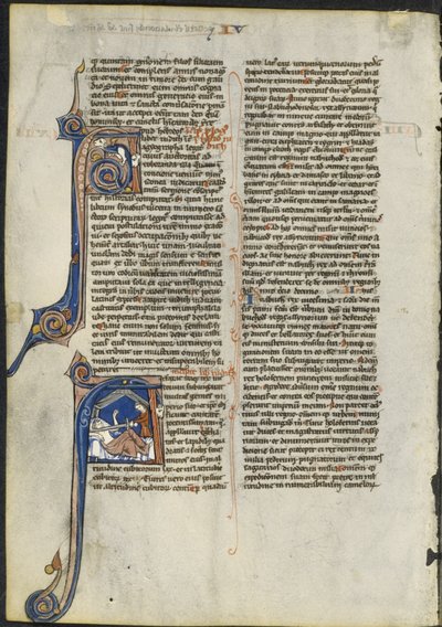 Blad från en latinsk bibel: Initial A och Initial A: Judith halshugger Holofernes, ca. 1230-1240. av Leber Group