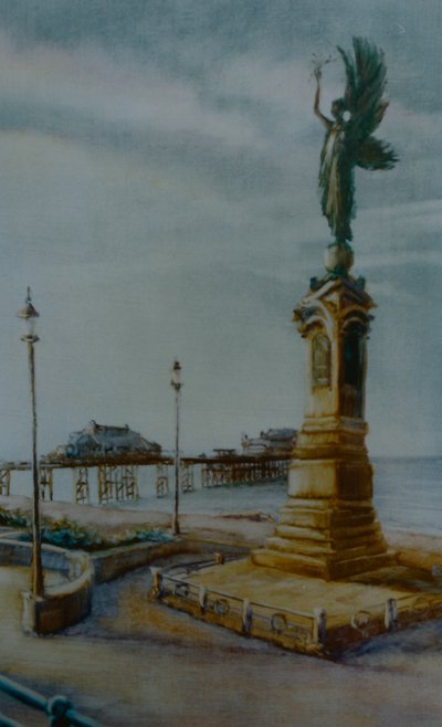 Angel of Hove, 2000 (olja på papper) Brighton staty av Lee Campbell