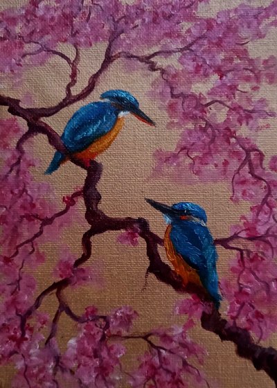 Blossom Birds, 2024 (olja på duk) av Lee Campbell
