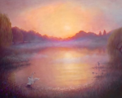 Misty River Morgon, 2023 av Lee Campbell