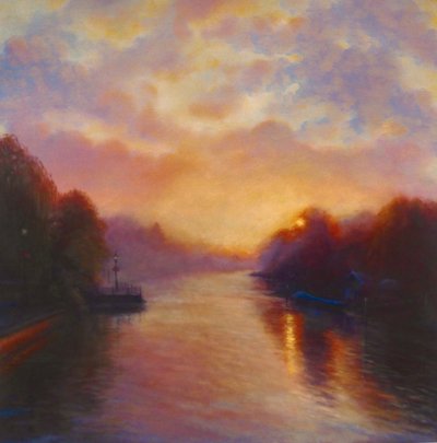 September Morning River, 2023 (olja på duk) av Lee Campbell