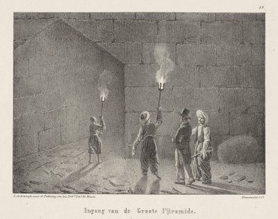 Ingång till en pyramid Ingången till den stora pyramiden (titel på objektet) Egyptian-Faces tredje sexan (serietitel) Egyptian-Views (serietitel) av Leendert de Koningh
