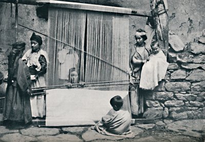 Kabylevävare och inhemsk vävstol, norra Algeriet, 1912 av Legrand