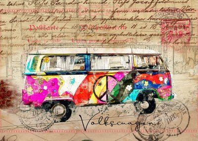 Psykedelisk fredsbuss av Lembayung senja studio [Vintage Poster]
